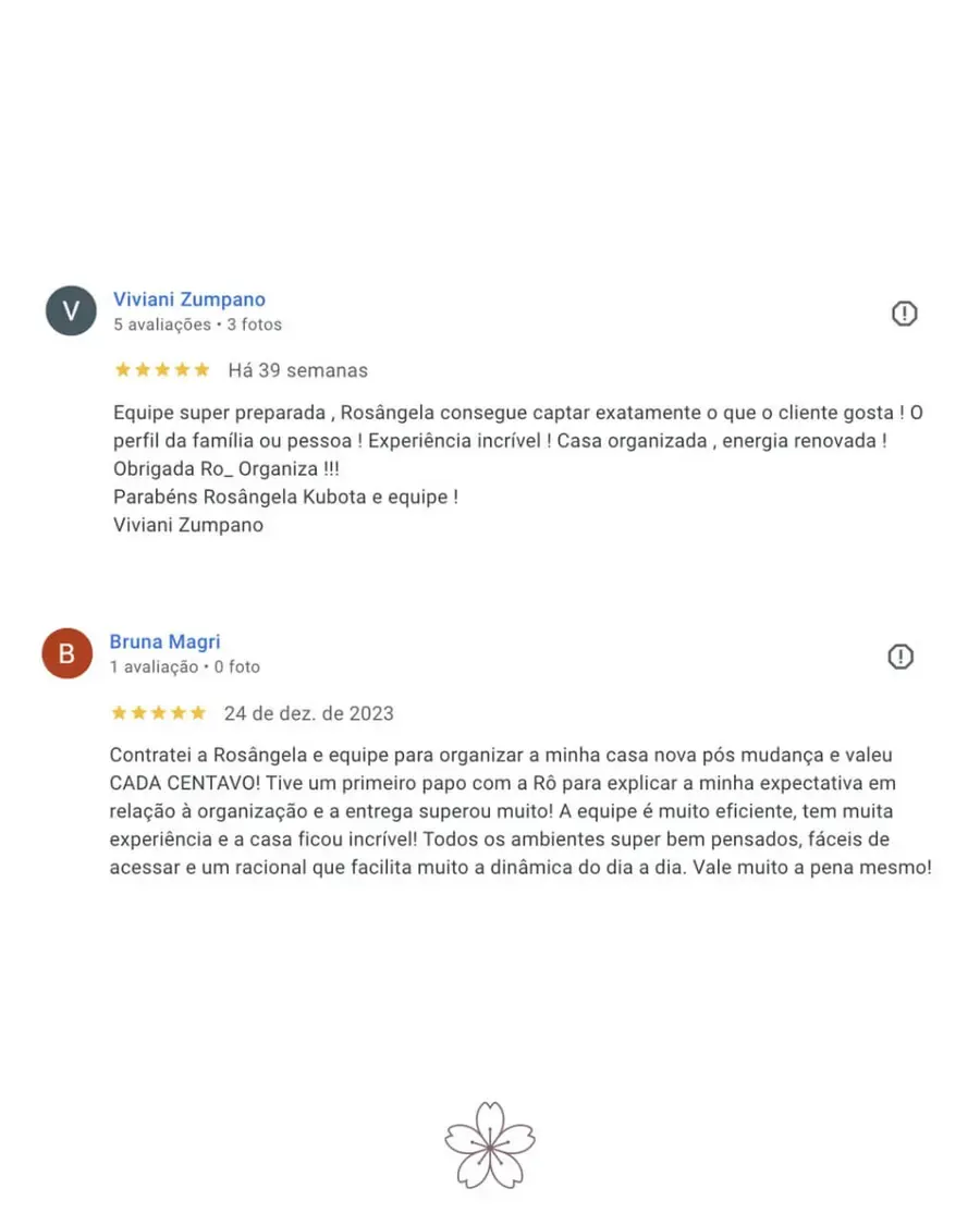 Avaliação 2 de cliente no Google